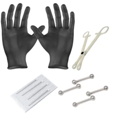 Wholesale Professional Piercing Kit 10 Pcs Nipple Straight Barbell Kit