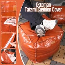 Oil Wax Faux Leather Footstool Pouffe Pouf Cover Ottoman Home Storage Moroccan