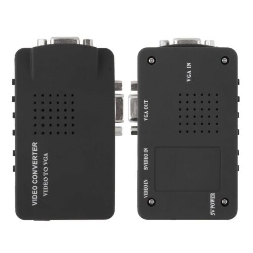 TV RCA Composite S-Video AV IN To PC VGA LCD Out Converter Adapter Box Black - Picture 6 of 12