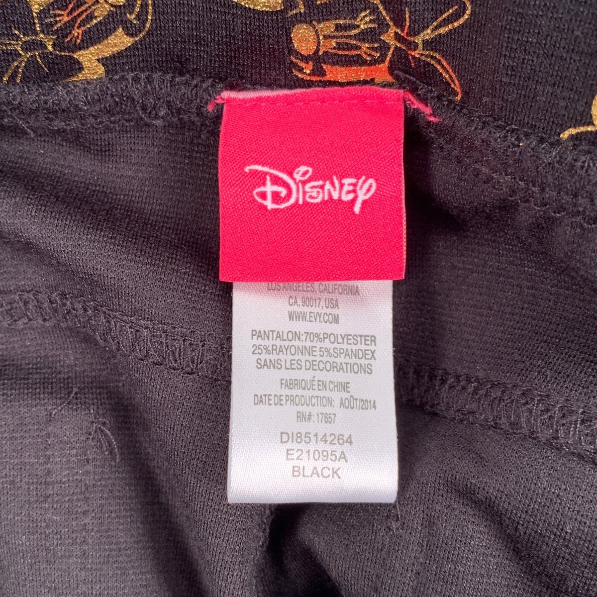 Disney Minnie Mouse Girls Jeggings XL Black Gold Stretch Pants