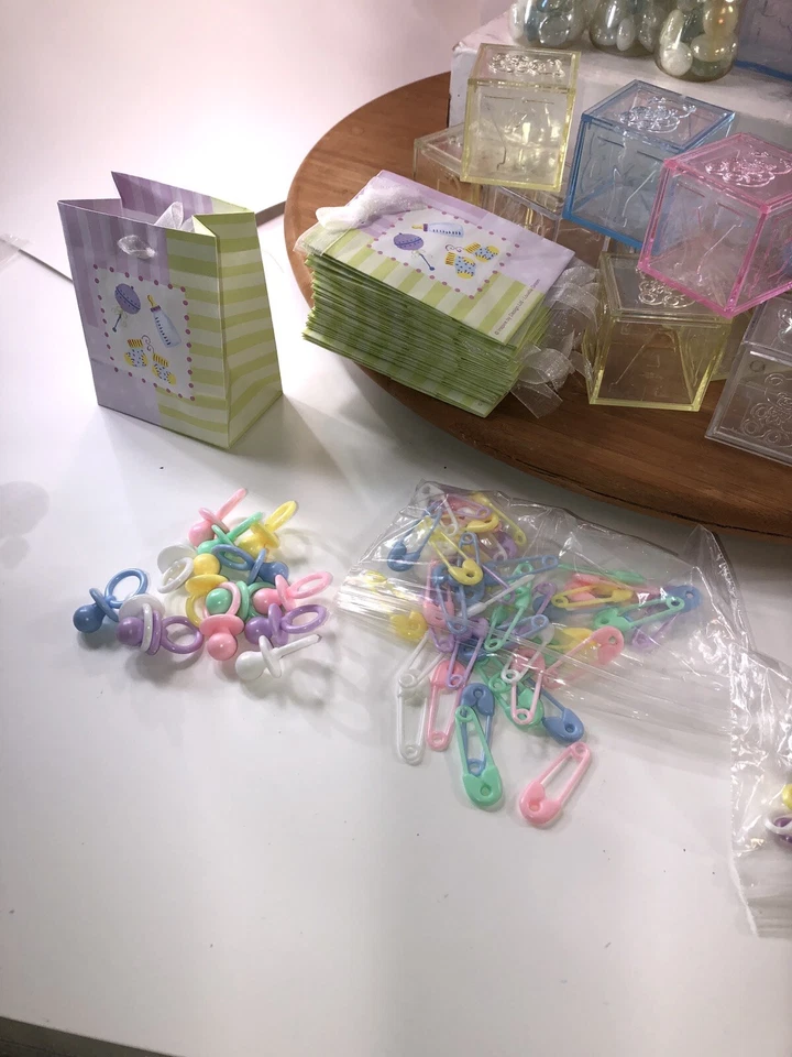 Огромный лот товаров для вечеринки раскрытие пола ребенка блоки баннер сумки бутылочка девочка - Изображение 4 из 4