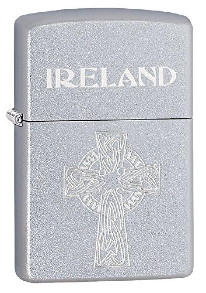 (TG. M) Zippo Accendino Antivento Unisex Croce celtica, Cromo Satinato, Taglia U