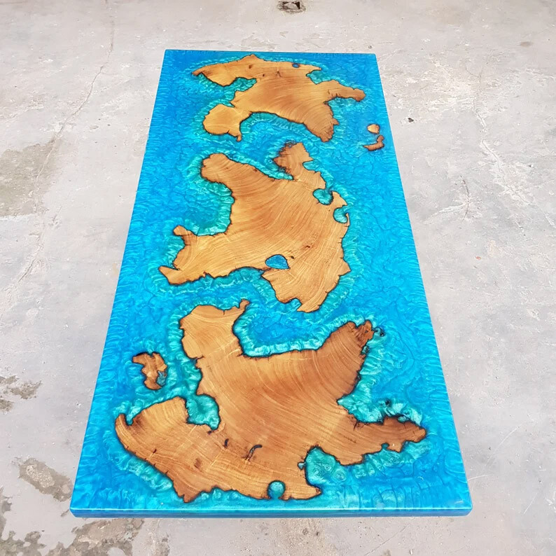 Epoxy Handmade Luxury dining, sofa, Side center table top Live Edge Walnut Table