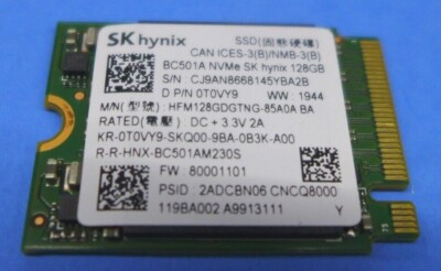 Genuine Dell 128GB NVMe PCIe SSD HFM128GDGTNG-85A0A BC501 A00 T0VY9
