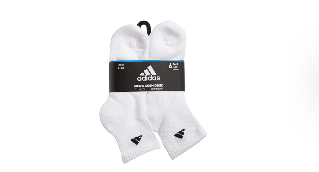 Adidas Mens quarter Socks No Show Aeroready Cushioned Athletic Ankle 6 PK Large 