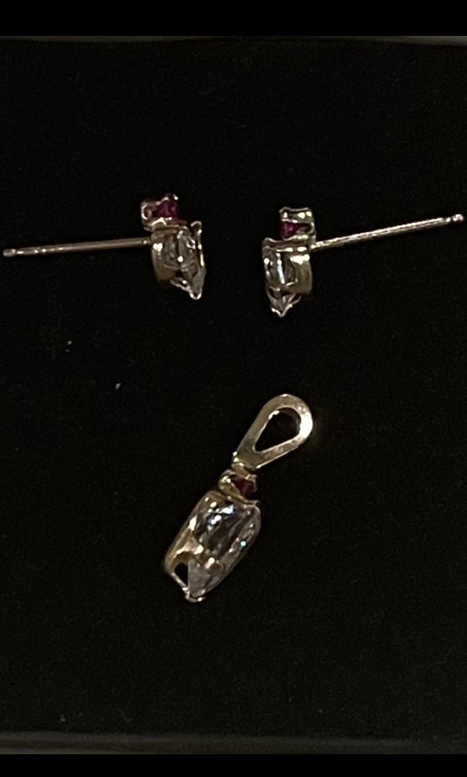 10k Gold Ruby Cz Earring And Pendent - image 2