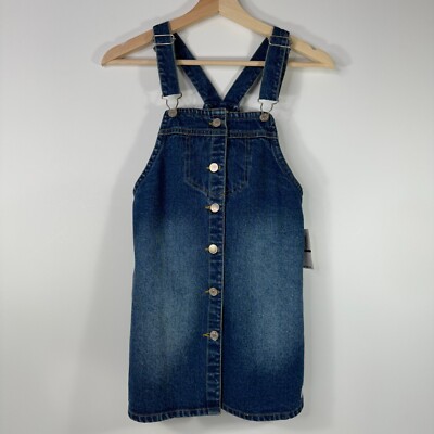 7 For All Mankind Denim Button Up Overall Dress Cobalt Blue Girl's Medium M