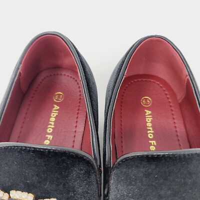 Alberto Fellini Mens Loafers Sz 6.5 Sparko Black Velvet 
