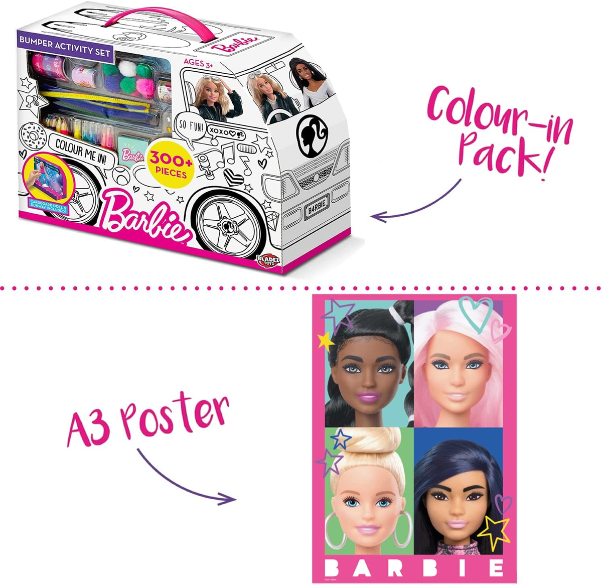 BARBIE BUMPER CRAFT SET SUPER CAMPER DA COLORARE - Main Image