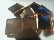 50 Tiles - Blush Orange Glass Mirror Mosaic Tiles - 1/2 inch - Mixed Media Art