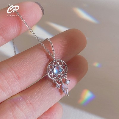 Collar Con Borla De Piedra Lunar Para Mujeres Colgante Creativo Elegante Joyería