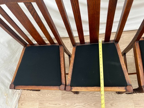 Antique Chairs set of four Barley Twist Legs Solid Oak set of Four Black Canvas - Picture 8 of 10