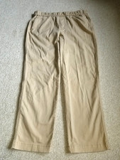Womens Pants-LANDS' END-lt brown cotton stretch "Mid Rise" straight pull on-8