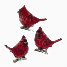 Kurt Adler Set of 3 Clip-On Cardinal Christmas Ornaments-Decorations J7326