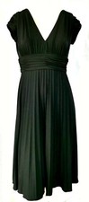 Suzi Chin Maggy Boutique Pleated Cap Sleeve Little Black Cocktail Dinner Dress 4