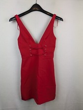 Zara Trafaluc Womens Dress Size XS Red Plunging Neckline Sleeveless Lace Front