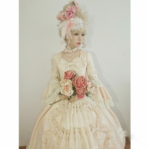 Damen Lolita Prinzessin Kleid Spitze Palast Retro Ballkleid Halloween Cosplay Kleid - Bild 10 von 16