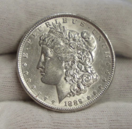 1889 US Morgan Silver Dollar $1 AU+ Details (Cleaned)