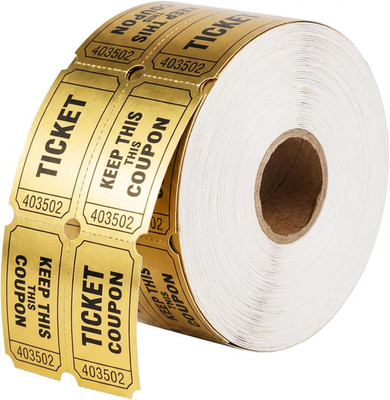 Golden Foil Raffle Tickets Roll - 1000 for Events, Contests & Prizes