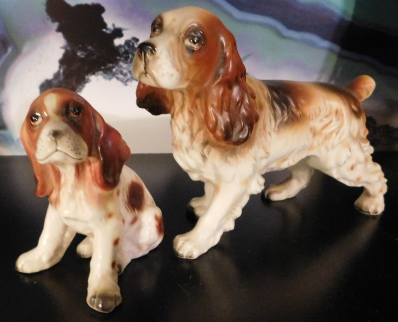 Vintage Lot of 2 Lefton Cocker Spaniels Mother and Puppy Great Shape