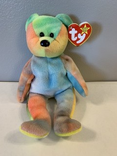 Ty Beanie Baby GARCIA MWMT Retired PVC (Tye Dye Bear 1995)