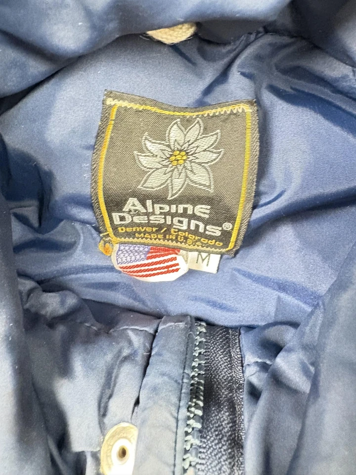 Vintage Alpine Designs Jacket Mens Medium Down Puffer USA Made Winter 80s Warm - Image 2 of 4