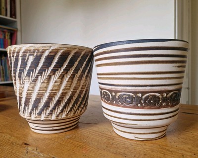 Paar Westdeutsche Keramik Übertöpfe 60er 70er Mid Century Retro Design Vintage