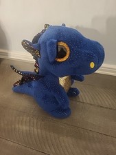 Ty Beanie 9" Saffire Blue Dragon Plush Stuffed Animal Toy EUC