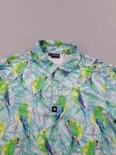 Bad Birdie Shirt Mens Medium Green Floral Performance Golf Polo Hawaiian