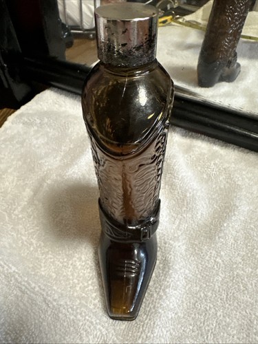 Vintage Avon Cowboy Boot Bottle Almost Full Avon Leather After Shave 4 Fl Oz - Picture 9 of 12
