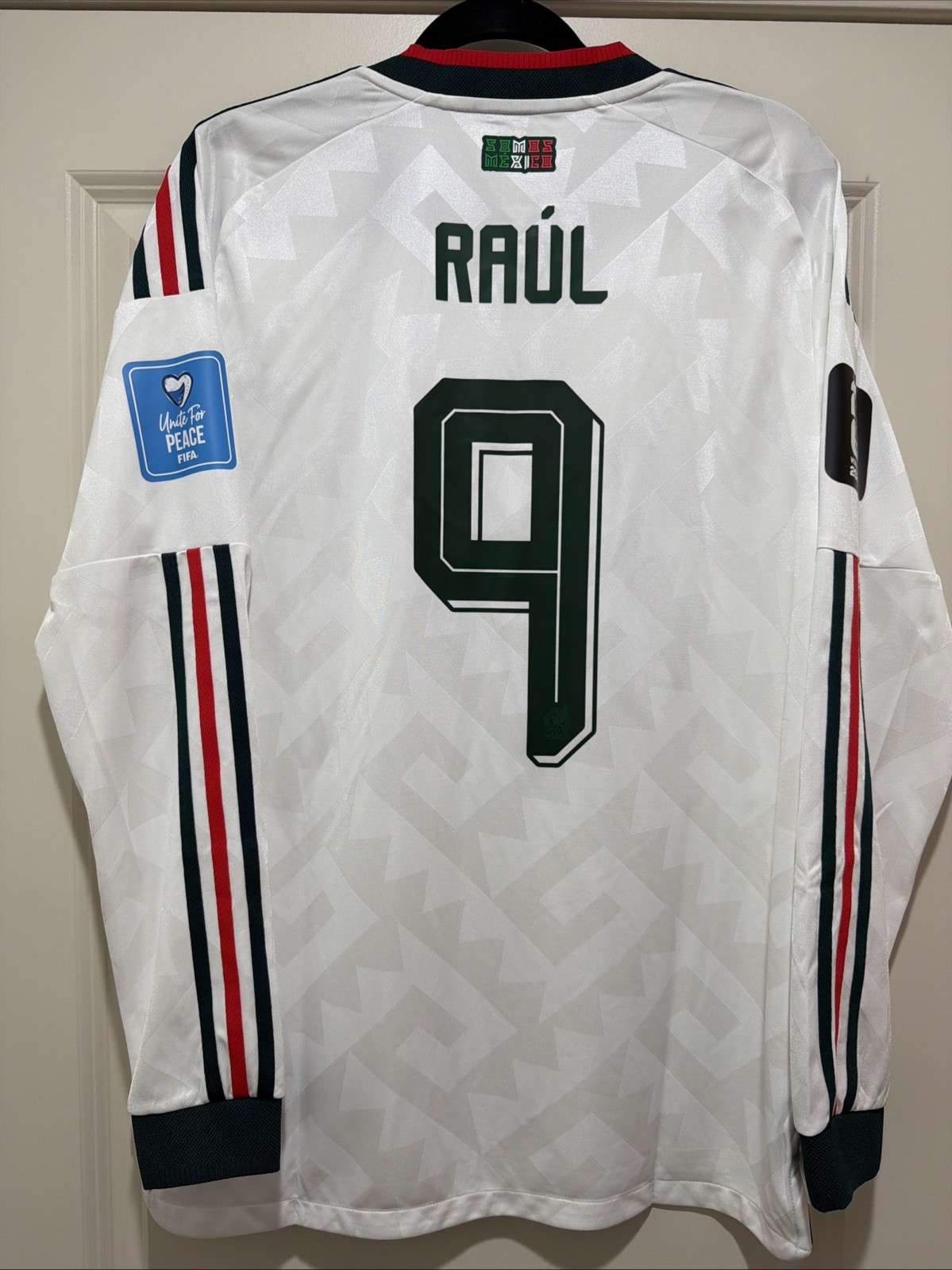 Raul Jimenez #9 Mens LARGE Adidas Authentic MATCH Mexico Vs Czechia Away Jersey