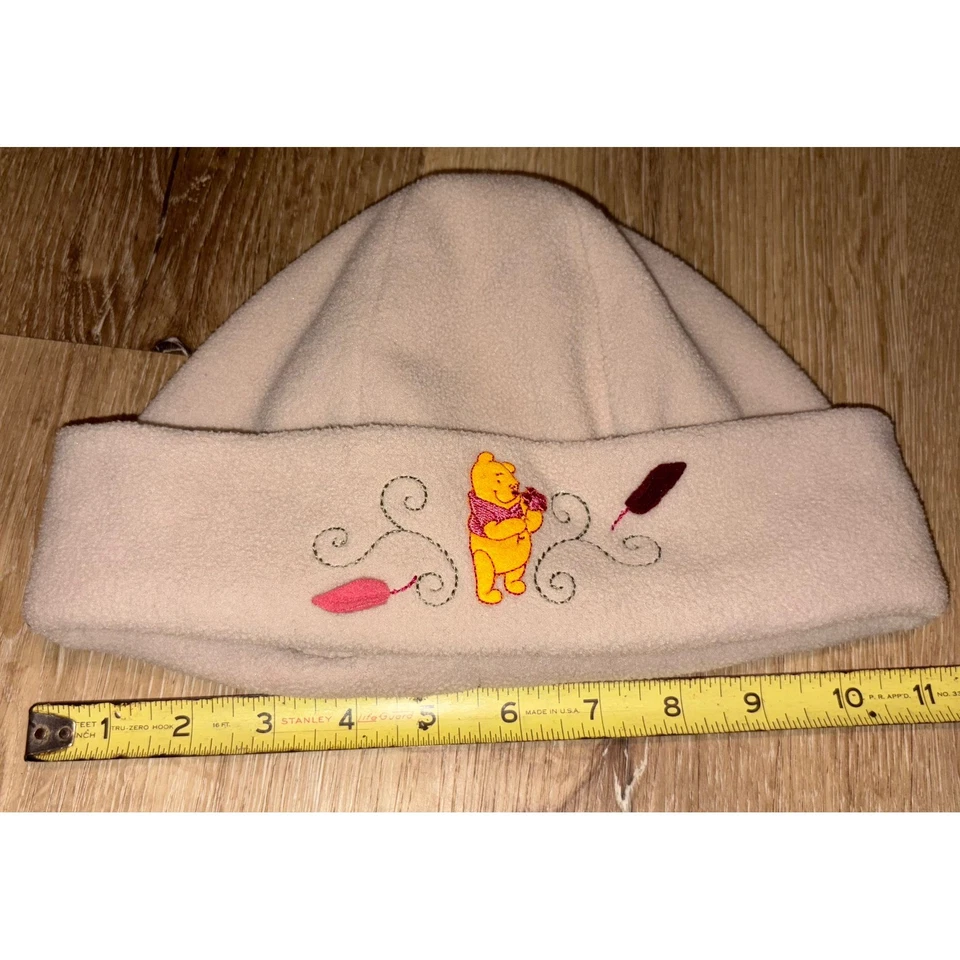 Винтажная милая флисовая шапка Disney Pooh для малышей ясельного возраста с кремовой вышивкой - Изображение 3 из 4
