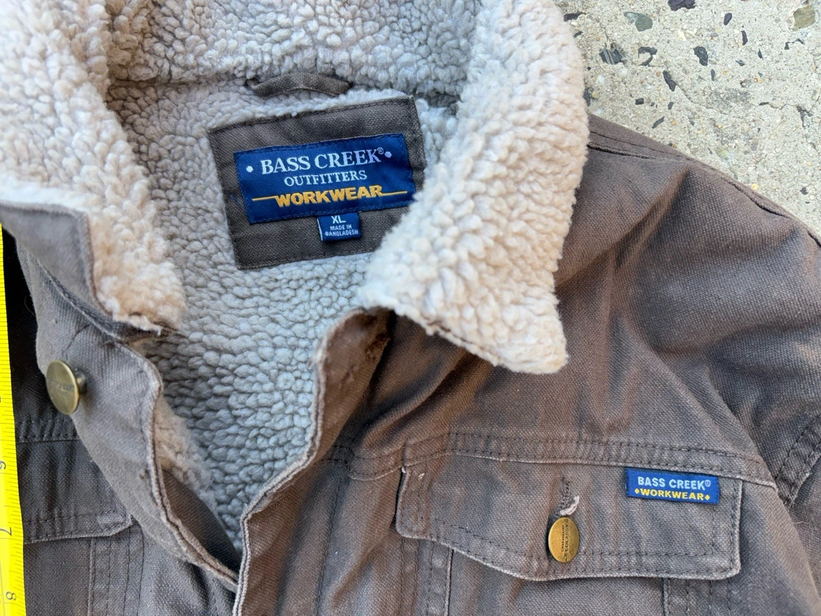 Bass Creek Distressed Detroit canvas workwear jacket Sherpa lined Xl image 3