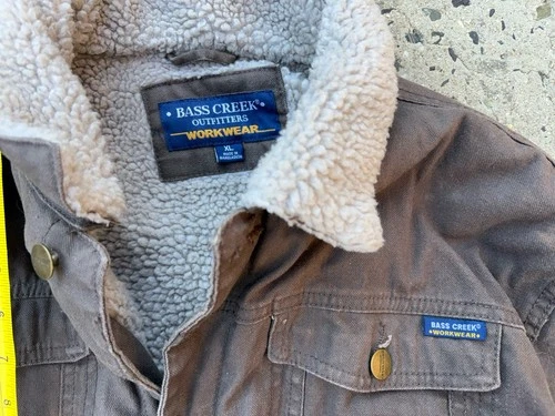 Bass Creek Distressed Detroit canvas workwear jacket Sherpa lined Xl image 3