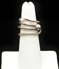 Sterling Silver Wrapped Wire Design Ring SZ 5.25 FME344
