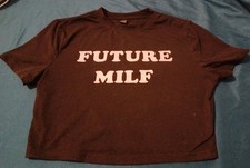 Womens Funny Novelty Black Crop Top Size M