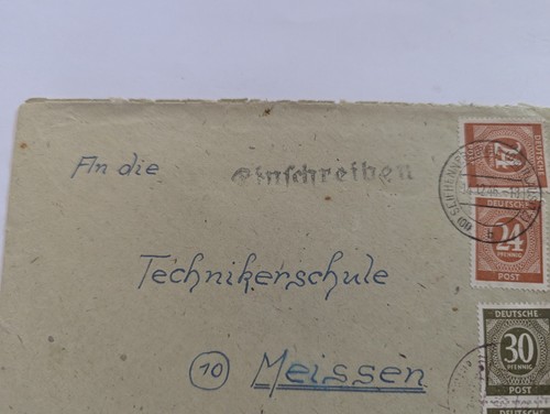 Alliierte Besetzung Ziffernserie Einschreiben Seifhennersdorf u. SST Meißen 1946 - Picture 4 of 5