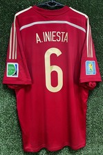 ANDREAS INIESTA MENS SPAIN 2014/2015 ESPANA SOCCER FOOTBALL SHIRT JERSEY SIZE XL