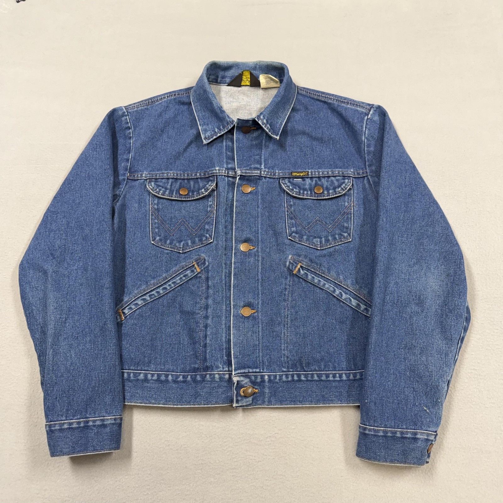 Vintage Wrangler Jacket Mens 44 Blue Denim Western Trucker 70s USA 74126NV