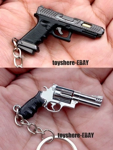 2PCS mini gun Revolver G3 Broomhandle  metal  key chain toy gift