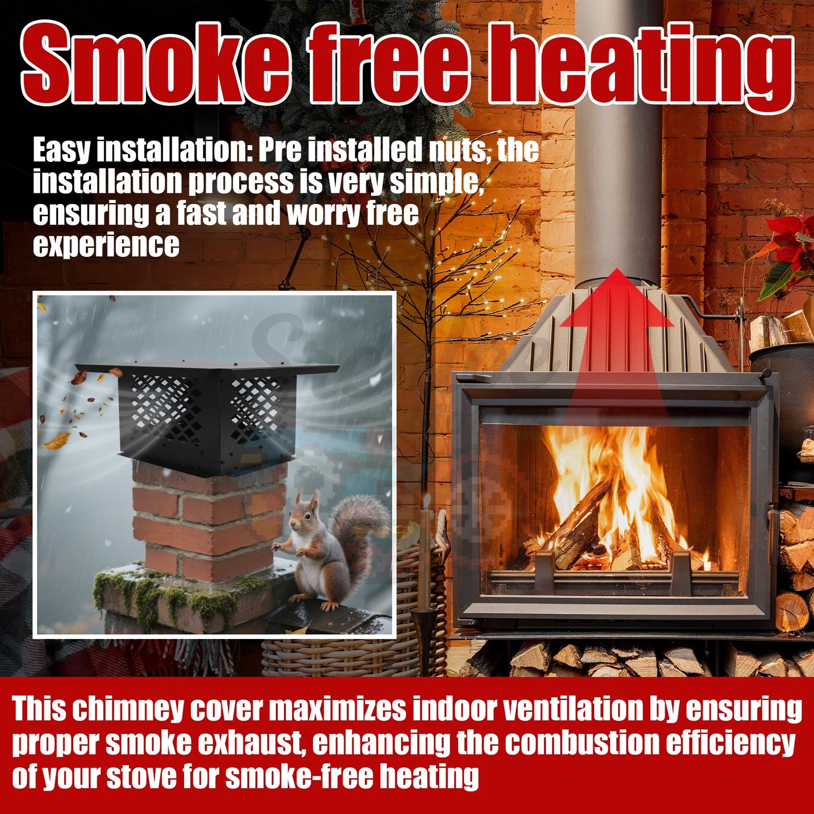 13" x 17" Outdoor Chimney Cap Flue Caps Fireplace Chimney Cover Mesh Flue Covers