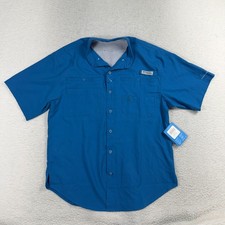 Columbia PFG Tamiami II Omni-Wick Shirt Small Blue Men's Fishing NWT FLAW READ