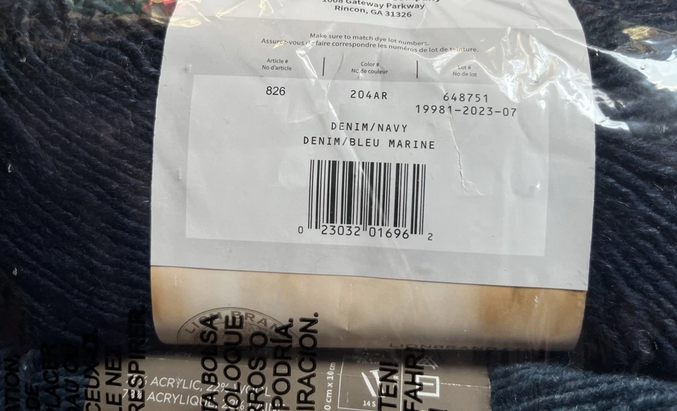 Lion Brand Scarfie Yarn Co Denim/Navy 3 Pack Pkg NEW in bag - Image 4 of 4