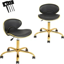 Ergonomic Salon Stool Saddle Stool with Backrest Adjustable 360° Swivel Black