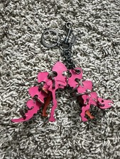 COACH STEGGY REXY PUZZLE SKELETAL PINK/ORANGE LEATHER BAG CHARM KEYCHAIN 56156