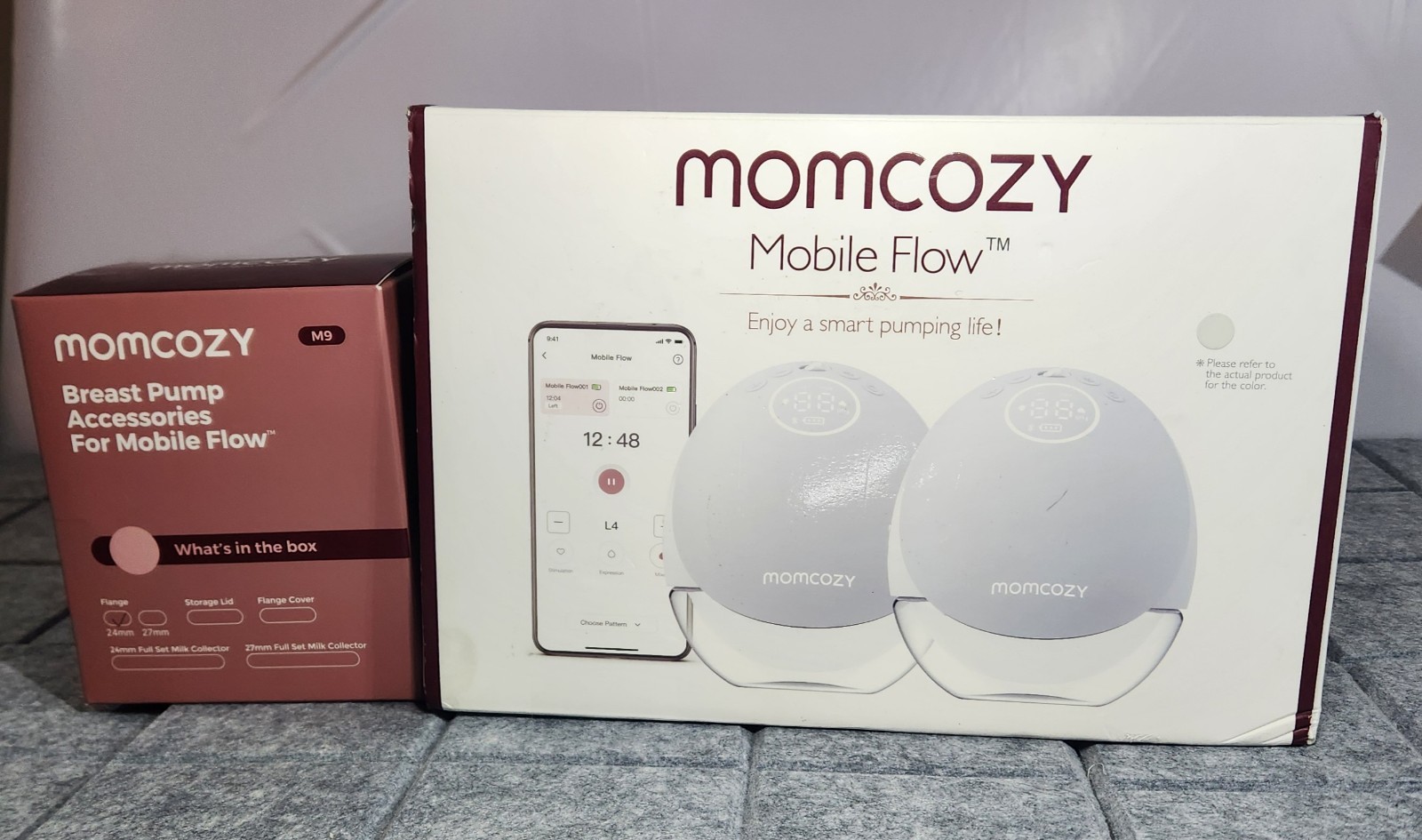 MomCozy M9 Mobile Flow Wearable Double Breast Pump W/ 24mm Flange