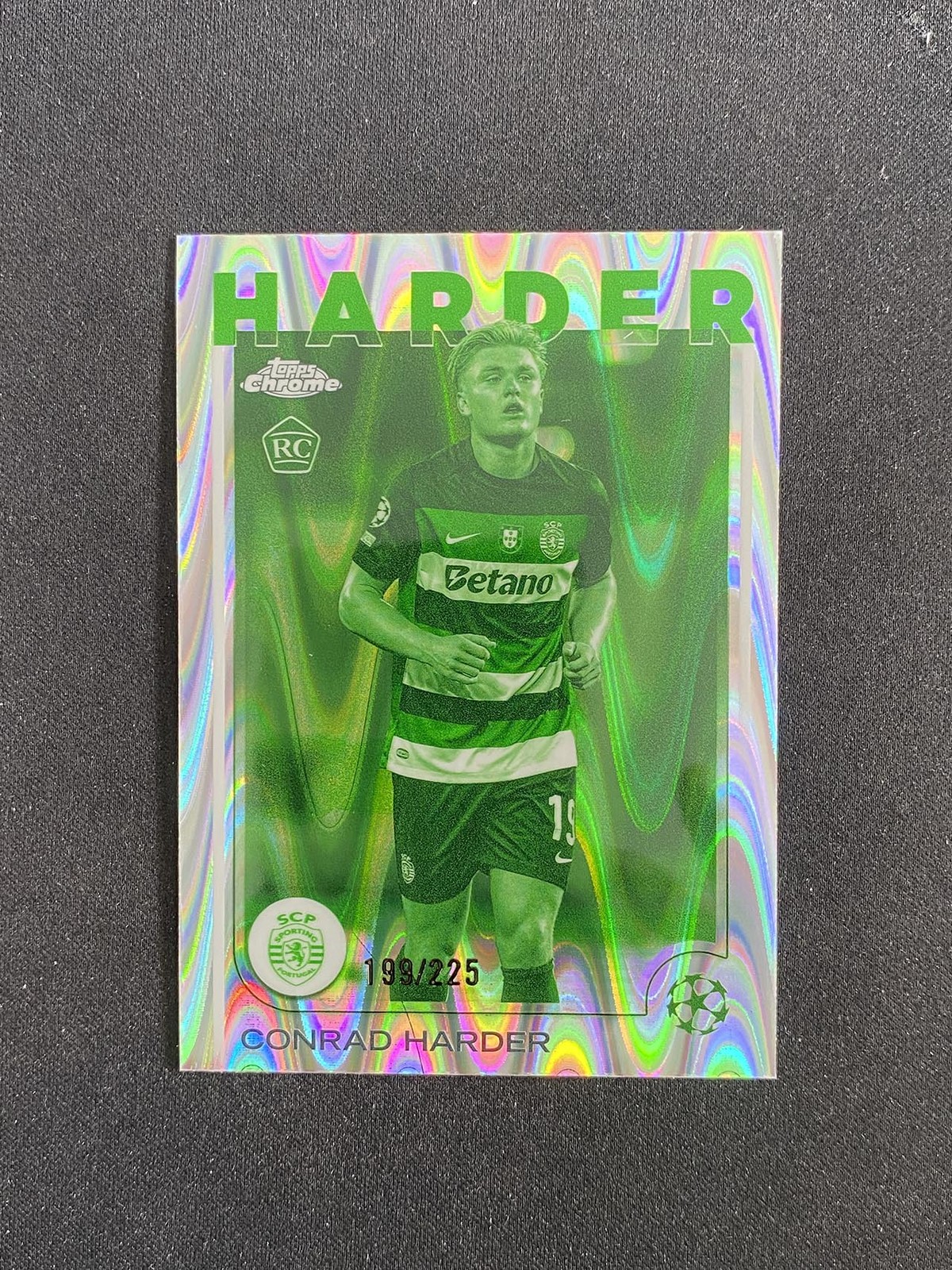 Conrad Harder 2024-25 Topps Chrome UEFA Night Vision Raywave 199/225 RC #177