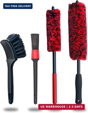 Professional 4 Pack Long Handle Wheel Brush Kit for Cleaning Wheel and Tire- 2X
