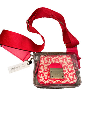 Brand New W/tags CARPISA Red & White Clear Crossbody Bag Italy 6 x5 x3 