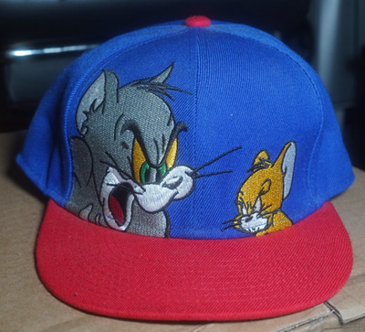 TOM AND JERRY NEW ERA 9 FIFTY SNAPBACK CAP HAT RED AND BLUE PRE WORN